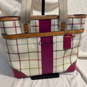 Coach Heritage Stripe Tattersall Small City Tote A0868-12219